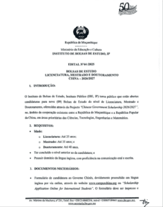 Bolsas CGS China 2026/2027: Licenciatura, Mestrado e Doutoramento para Estudantes Moçambicanos